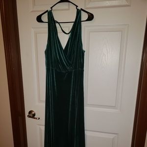 Green velvet maxi dress